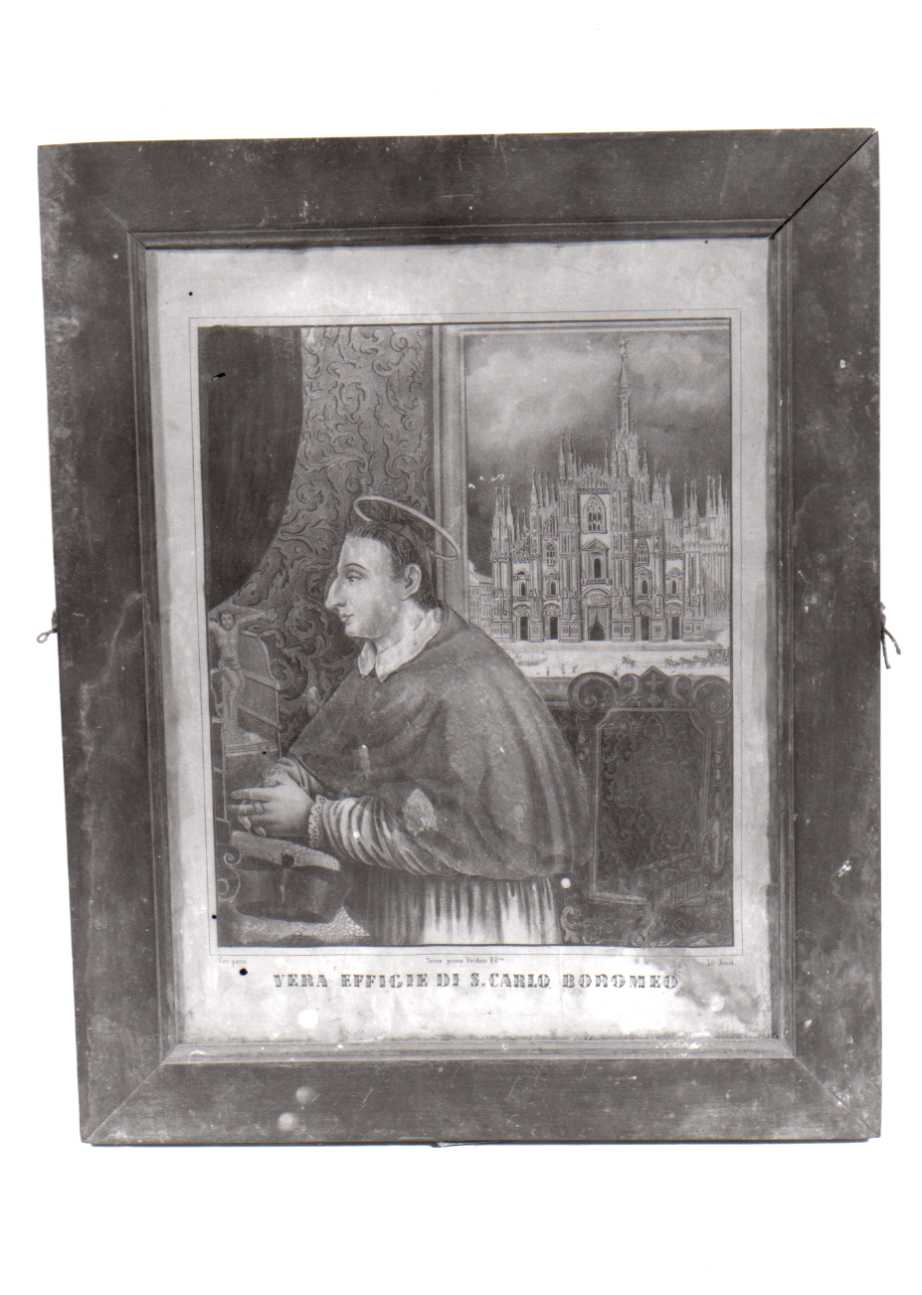 San Carlo Borromeo in meditazione (stampa a colori) di Junck Francesco (seconda metà sec. XIX)