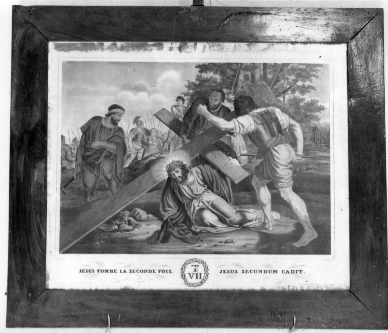 stazione VII: Gesù cade sotto la croce la seconda volta (stampa, elemento d'insieme) di Sabatelli Luigi, Musson Pierre (attribuito) (fine/inizio secc. XVIII/ XIX)