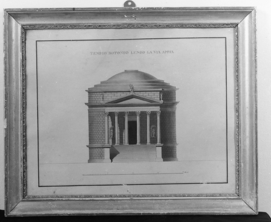 veduta del tempio a pianta circolare lungo la via Appia a Roma (stampa) - ambito Italia centrale (metà sec. XIX)