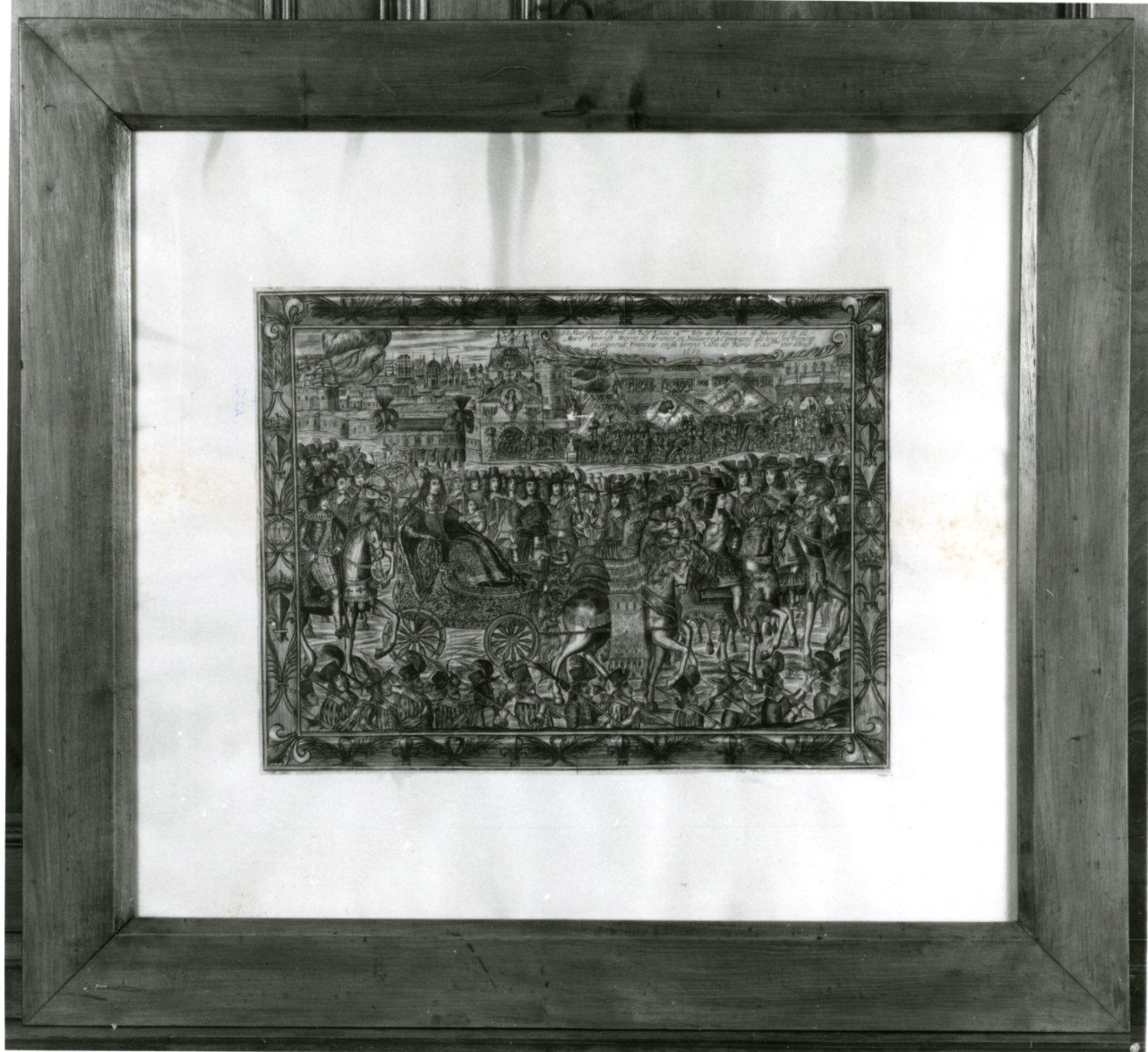 ingresso di Luigi XIV di Francia e di Maria Teresa d'Austria a Parigi (stampa tagliata) - ambito francese (metà sec. XVII)
