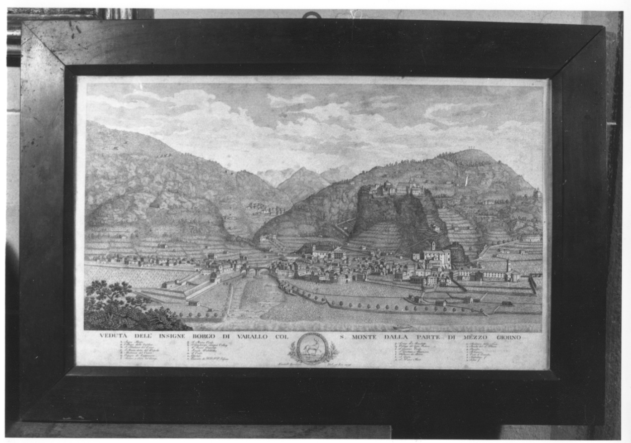 veduta di Varallo Sesia con il Sacro Monte (stampa) di Bordiga Benedetto, Bordiga Gaudenzio (fine sec. XVIII)