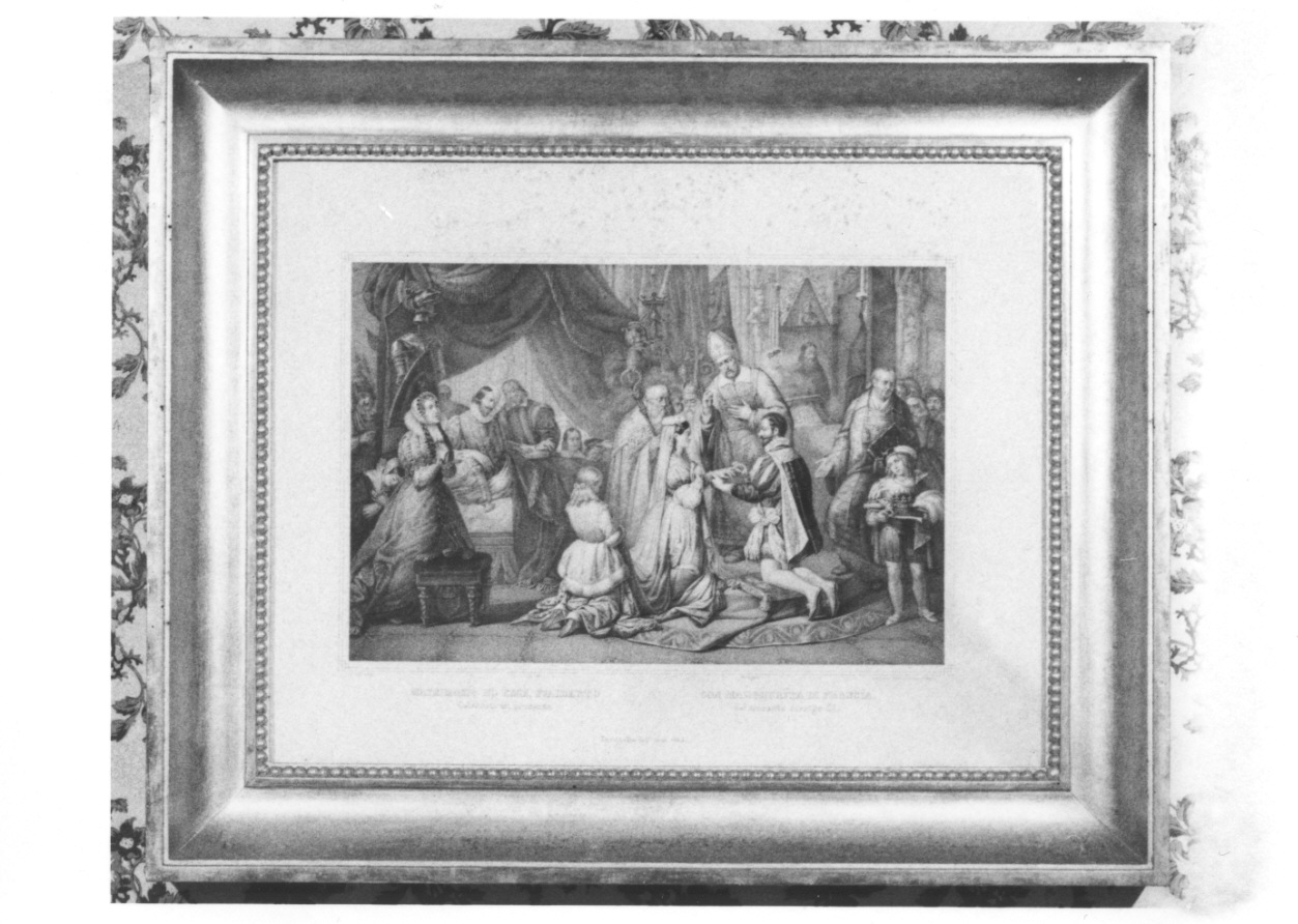 matrimonio di Emanuele Filiberto di Savoia con Margherita di Valois (stampa) di Augero Amedeo, Zino Giuseppe, Terzaghi Luigi (attribuito) (metà sec. XIX)