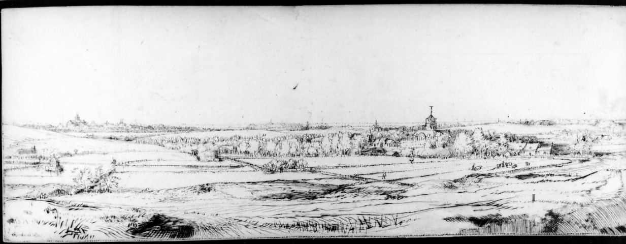 PAESAGGIO, paesaggio rurale (stampa, elemento d'insieme) di Van Rijn Rembrandt Harmenszoon (metà sec. XVII)