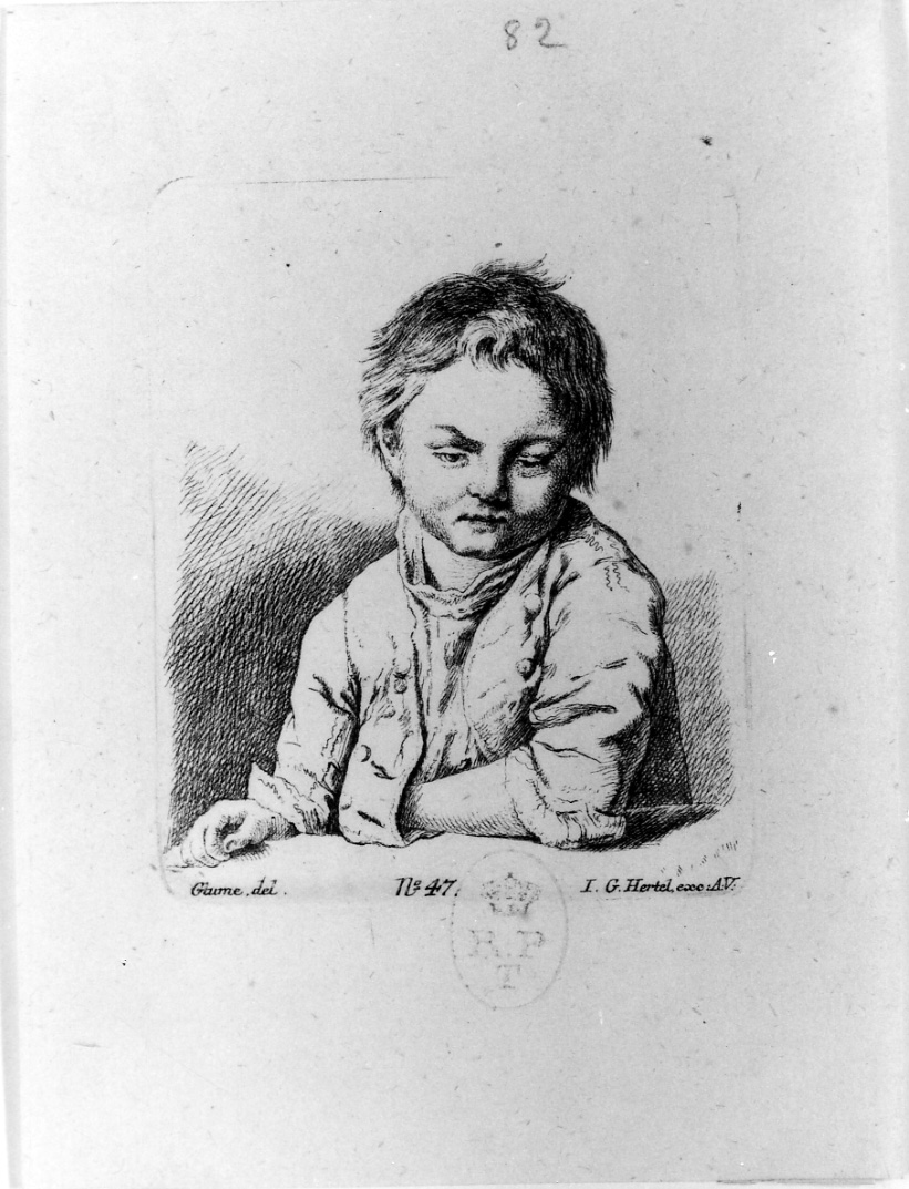 ritratti di bambini (stampa, serie) di Glume Johann Gottlieb (attribuito) (seconda metà sec. XVIII)