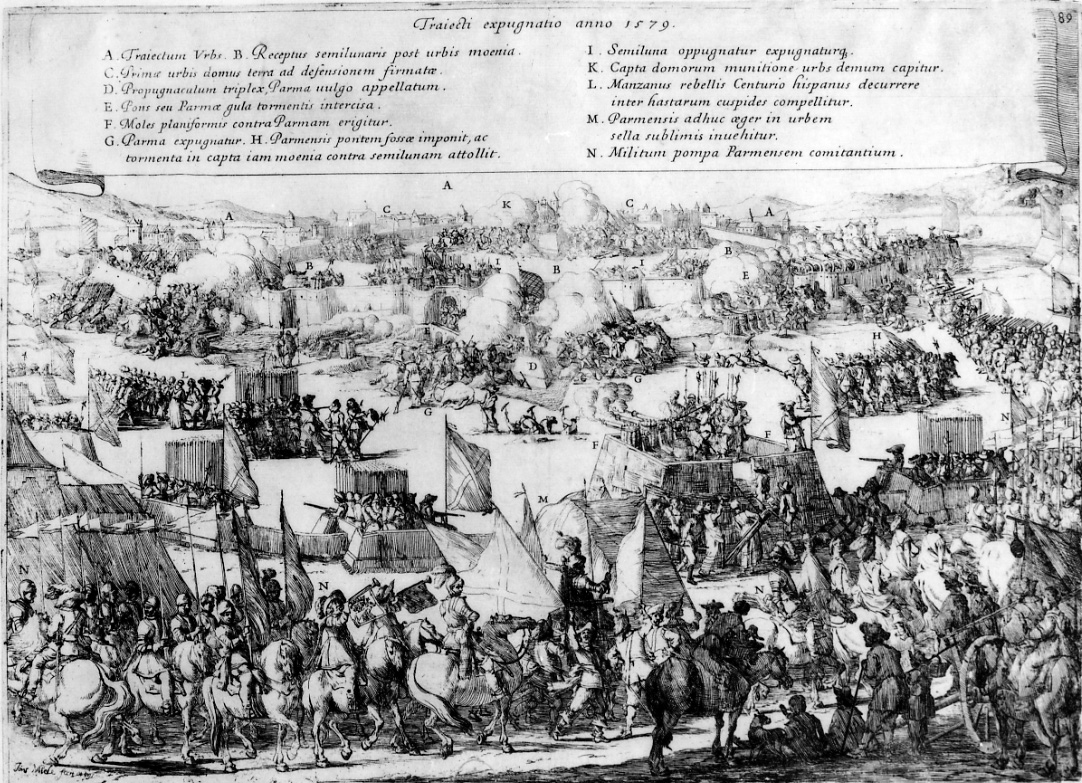 assedio di Utrecht (stampa, elemento d'insieme) di Miel Jan (prima metà sec. XVII)