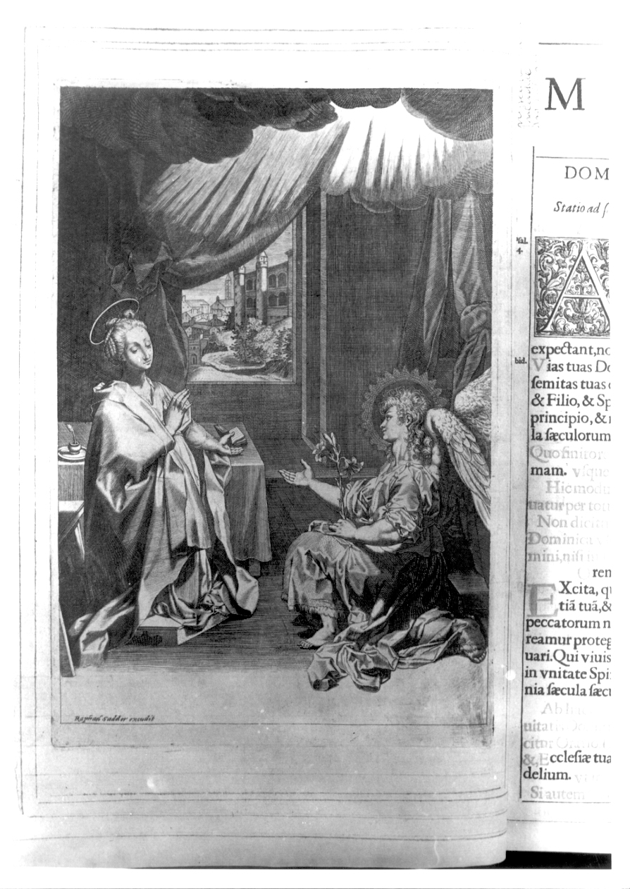 Annunciazione (stampa) di Sadeler Raphael I, Fiori Federico detto Federico Barocci (prima metà sec. XVII)