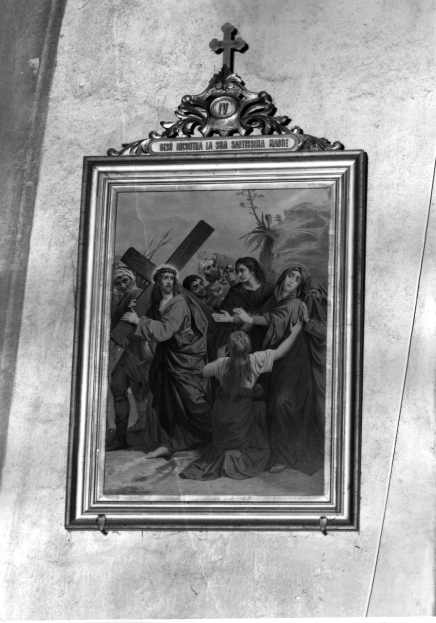 stazione IV: Gesù incontra la Madonna (stampa a colori, elemento d'insieme) - ambito ligure-piemontese (inizio sec. XX)