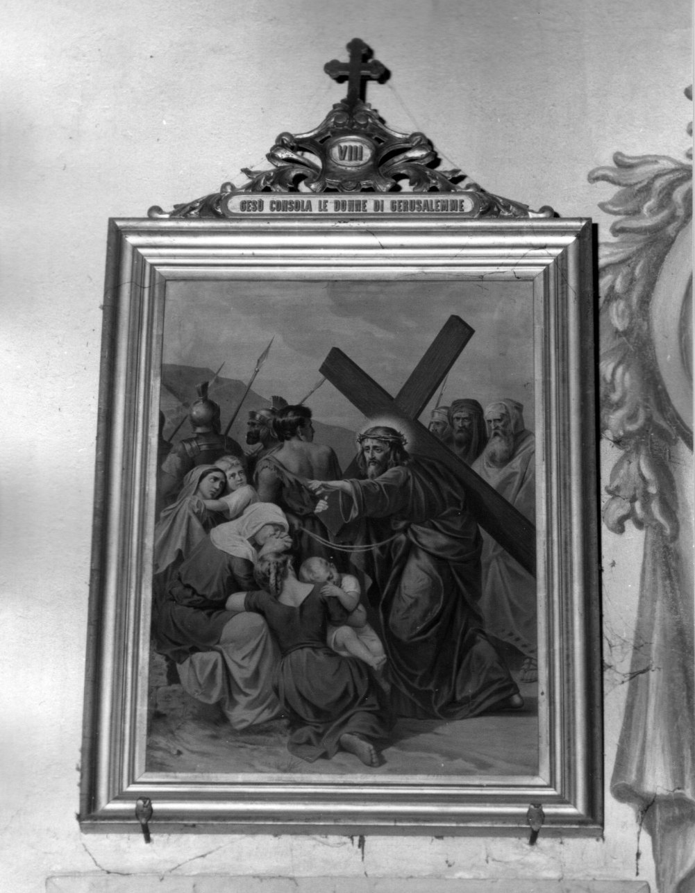 stazione VIII: Gesù consola le donne di Gerusalemme (stampa a colori, elemento d'insieme) - ambito ligure-piemontese (inizio sec. XX)