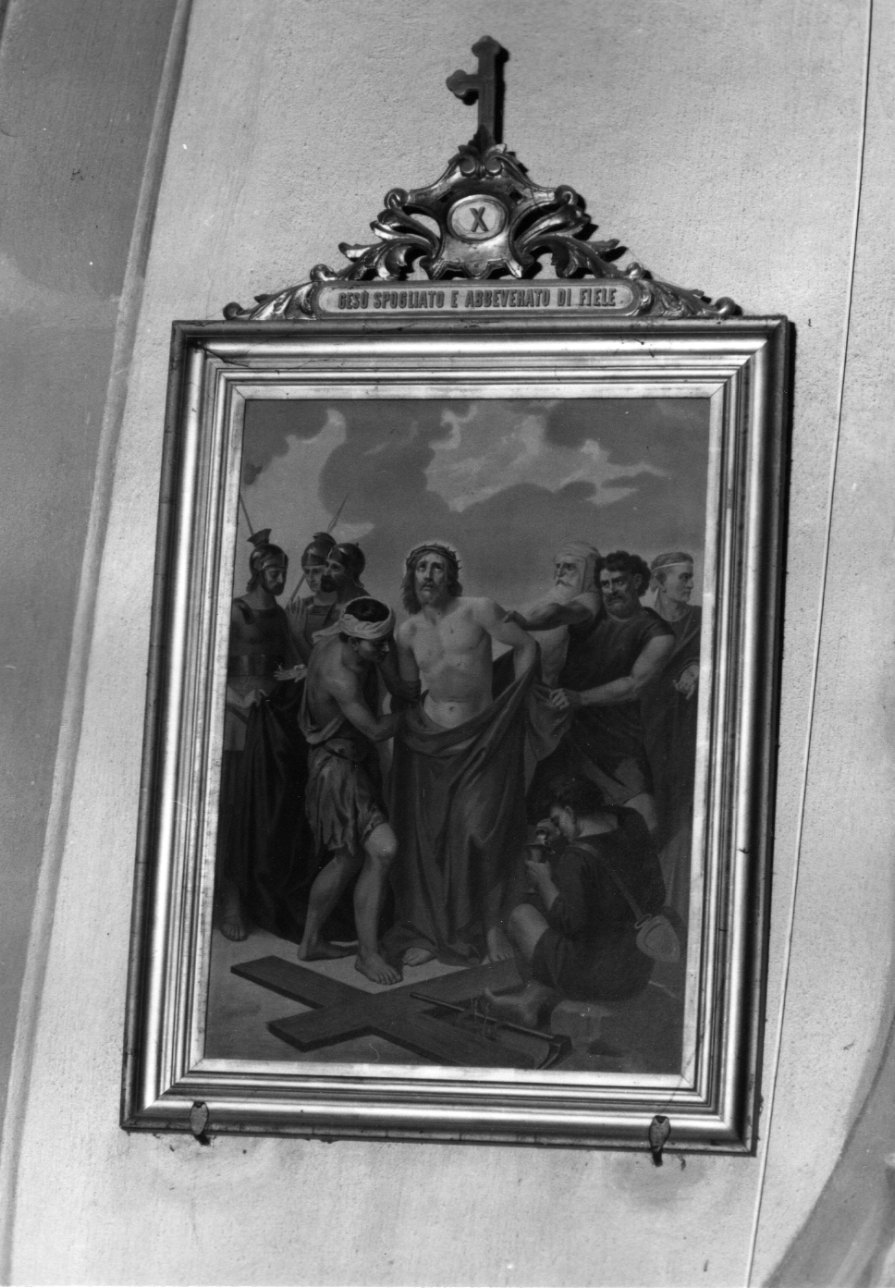 stazione X: Gesù spogliato e abbeverato di fiele (stampa a colori, elemento d'insieme) - ambito ligure-piemontese (inizio sec. XX)
