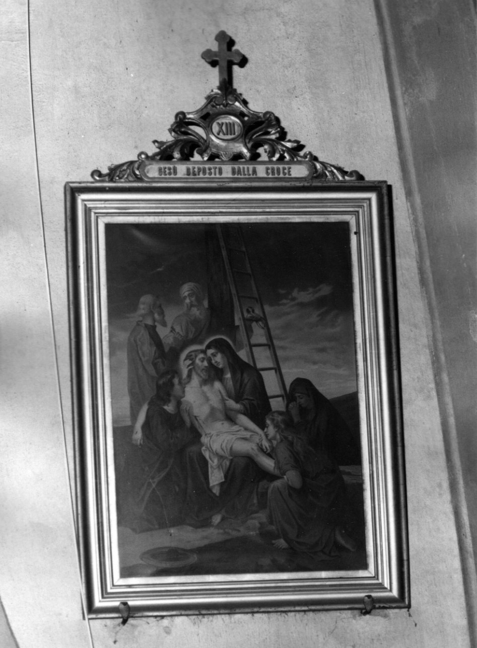 stazione XIII: Gesù deposto dalla croce (stampa a colori, elemento d'insieme) - ambito ligure-piemontese (inizio sec. XX)