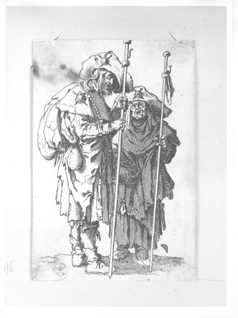 due figure di mendicanti, pellegrini (stampa) di Callot Jacques (primo quarto sec. XVII)