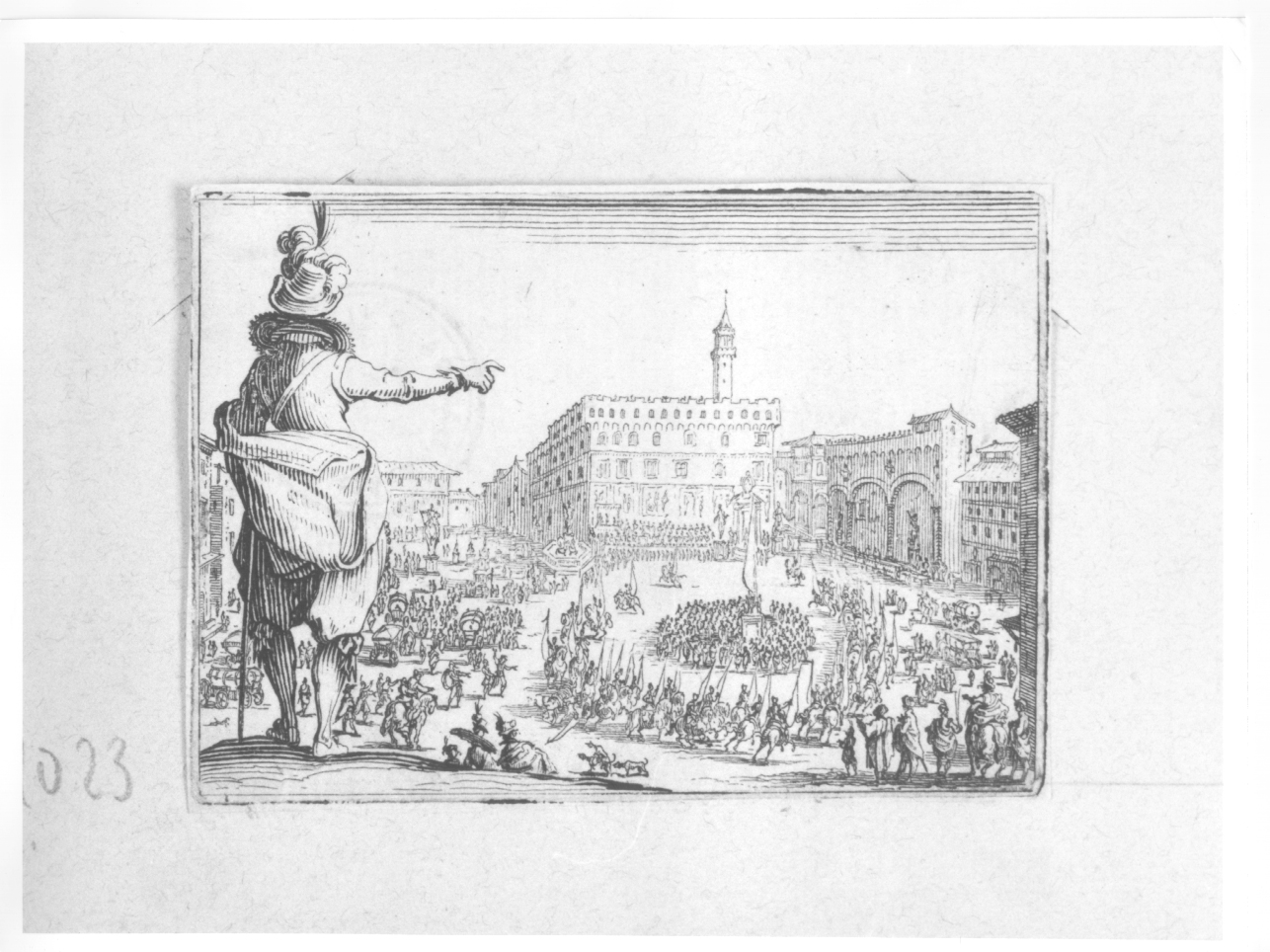 festa in piazza della Signoria di Firenze (stampa) di Callot Jacques (primo quarto sec. XVII)