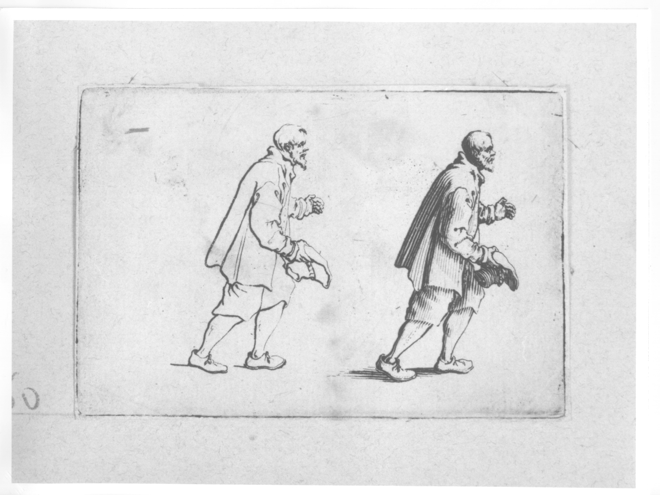 studio di figura, studio di figura maschile (stampa) di Callot Jacques (primo quarto sec. XVII)