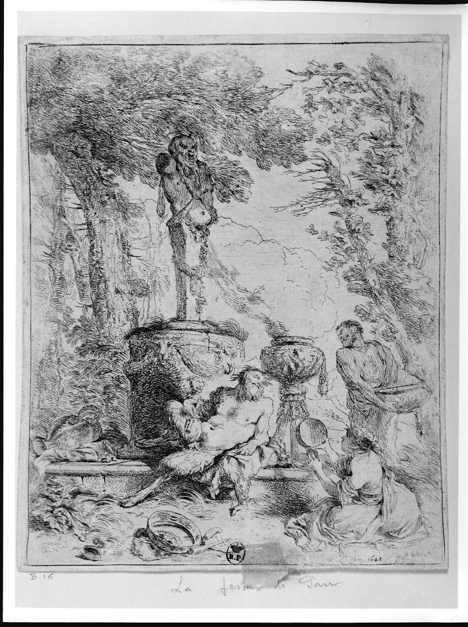 Pan e figure (stampa) di Castiglione Giovanni Benedetto detto Grechetto (metà sec. XVII)