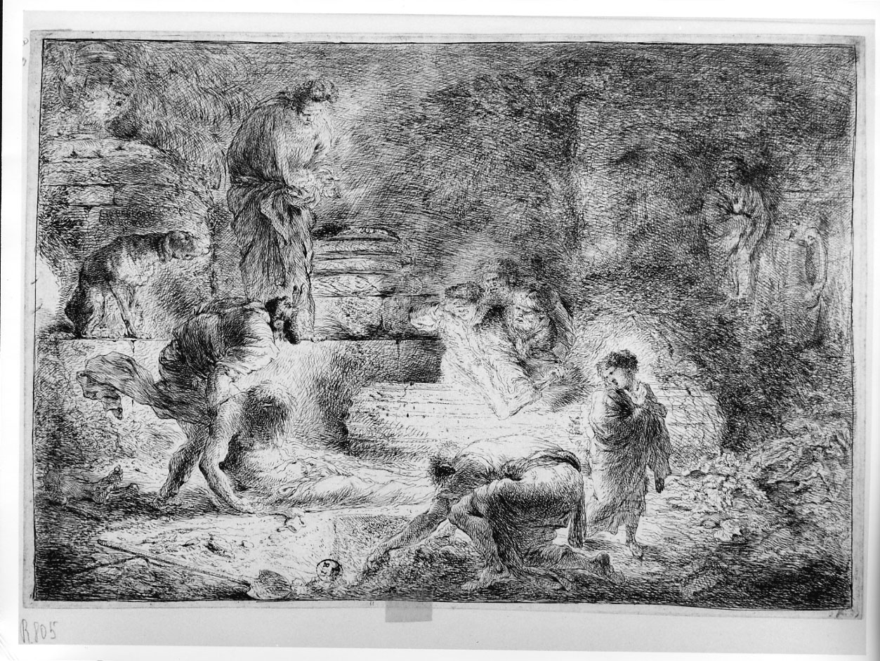 Tobia (stampa) di Castiglione Giovanni Benedetto detto Grechetto (metà sec. XVII)