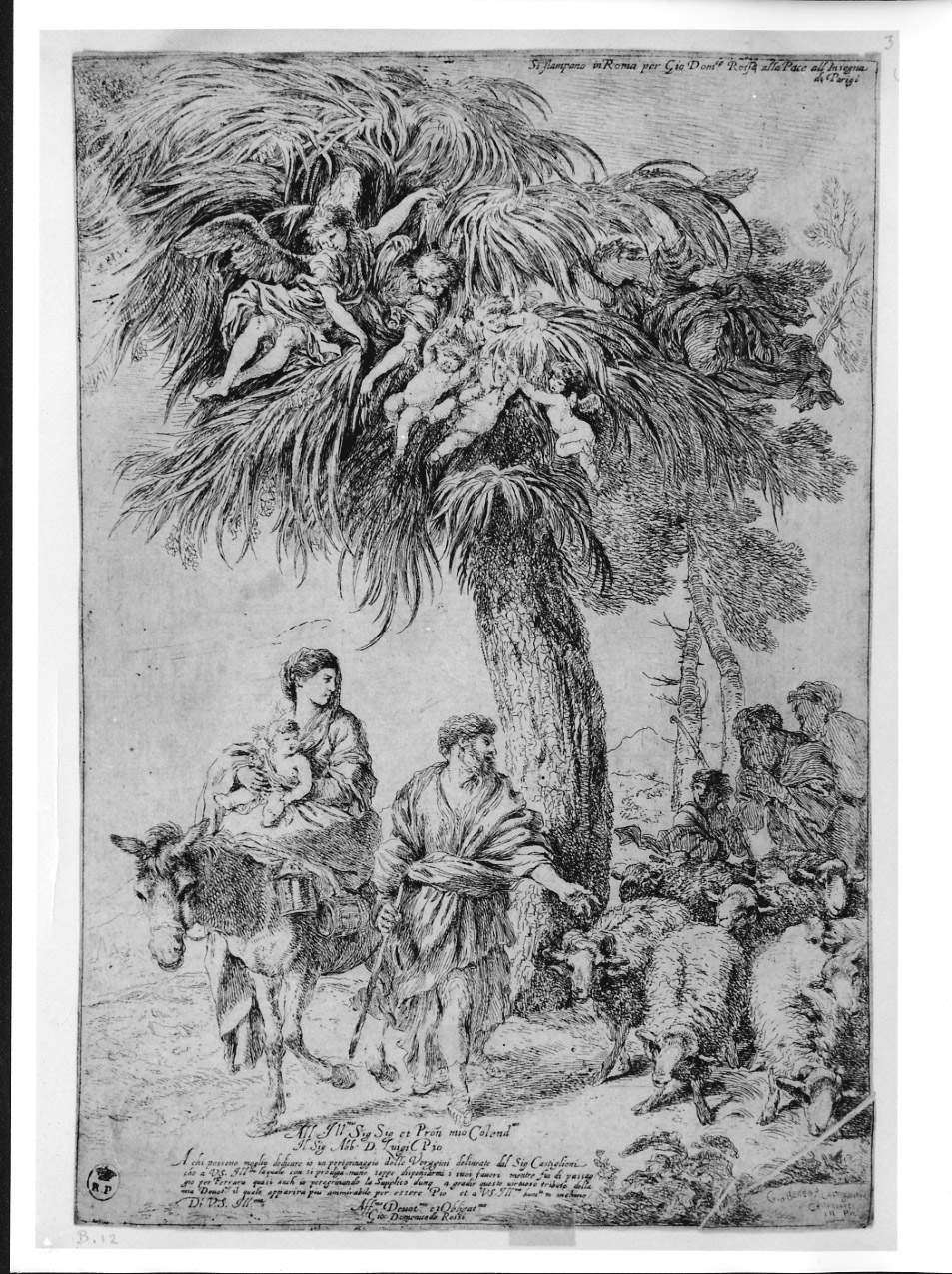 fuga in Egitto (stampa) di Castiglione Giovanni Benedetto detto Grechetto (metà sec. XVII)