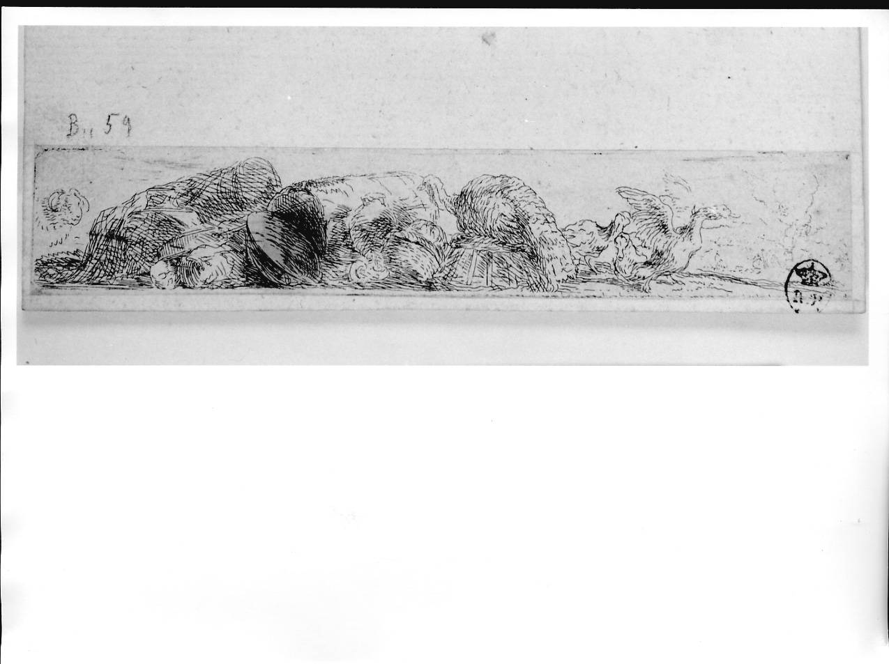 tacchino e oche con ceste (stampa) di Castiglione Giovanni Benedetto detto Grechetto (metà sec. XVII)