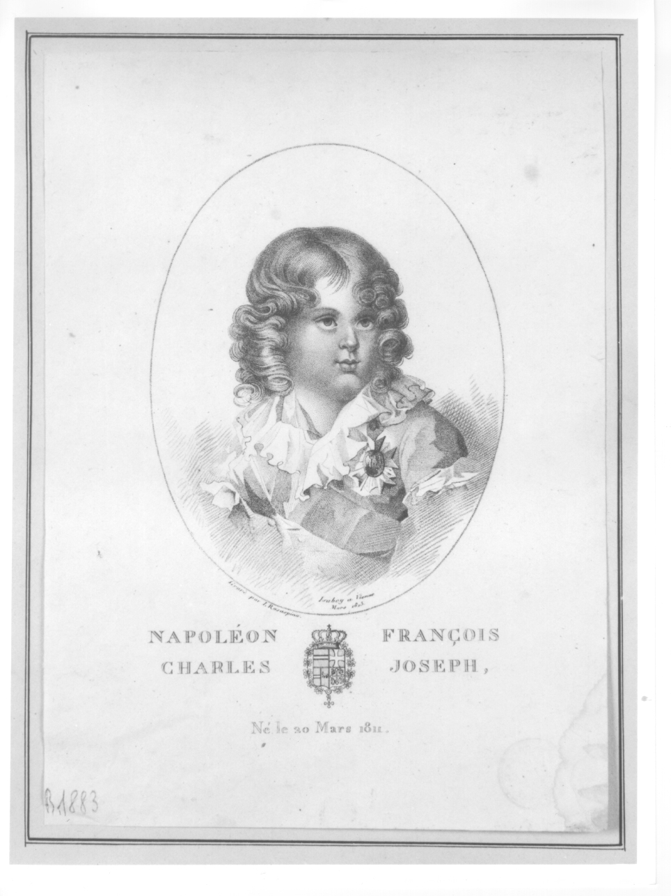 ritratto a mezzo busto di Napoléon François Joseph Charles Bonaparte bambino (stampa) di Isabey Jean-Baptiste, Rosaspina Francesco (attribuito) (primo quarto sec. XIX)