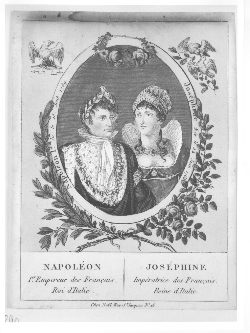 ritratto a mezzo busto di Napoleone Bonaparte e di Joséphine de Beauharnais (stampa) - ambito francese (prima metà sec. XIX)