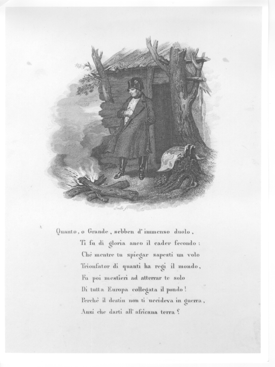 Napoleone Bonaparte in esilio a Sant'Elena (stampa) di Scotto Francesco (attribuito) (prima metà sec. XIX)