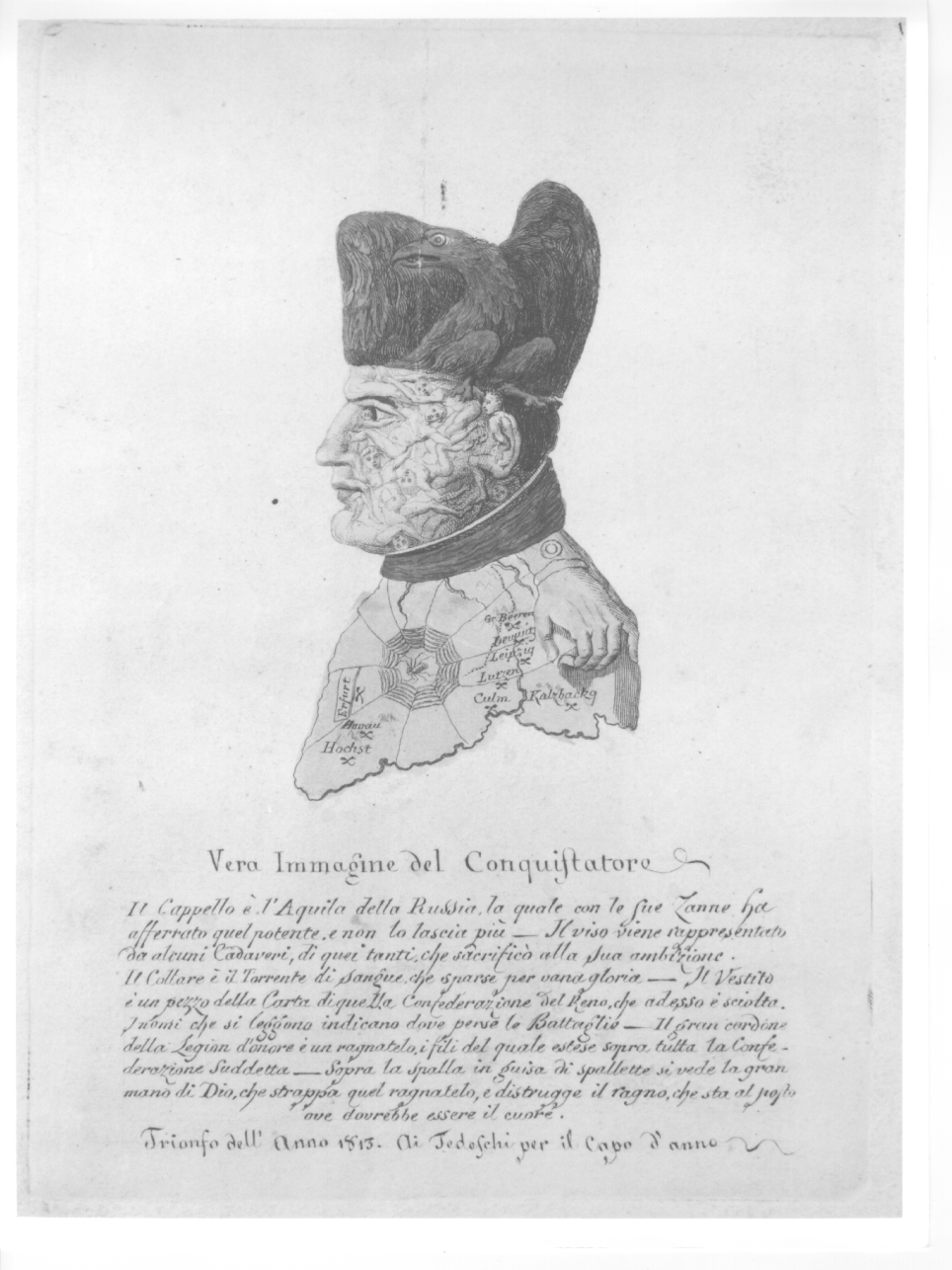 ritratto satirico di Napoleone Bonaparte (stampa) - ambito italiano (primo quarto sec. XIX)