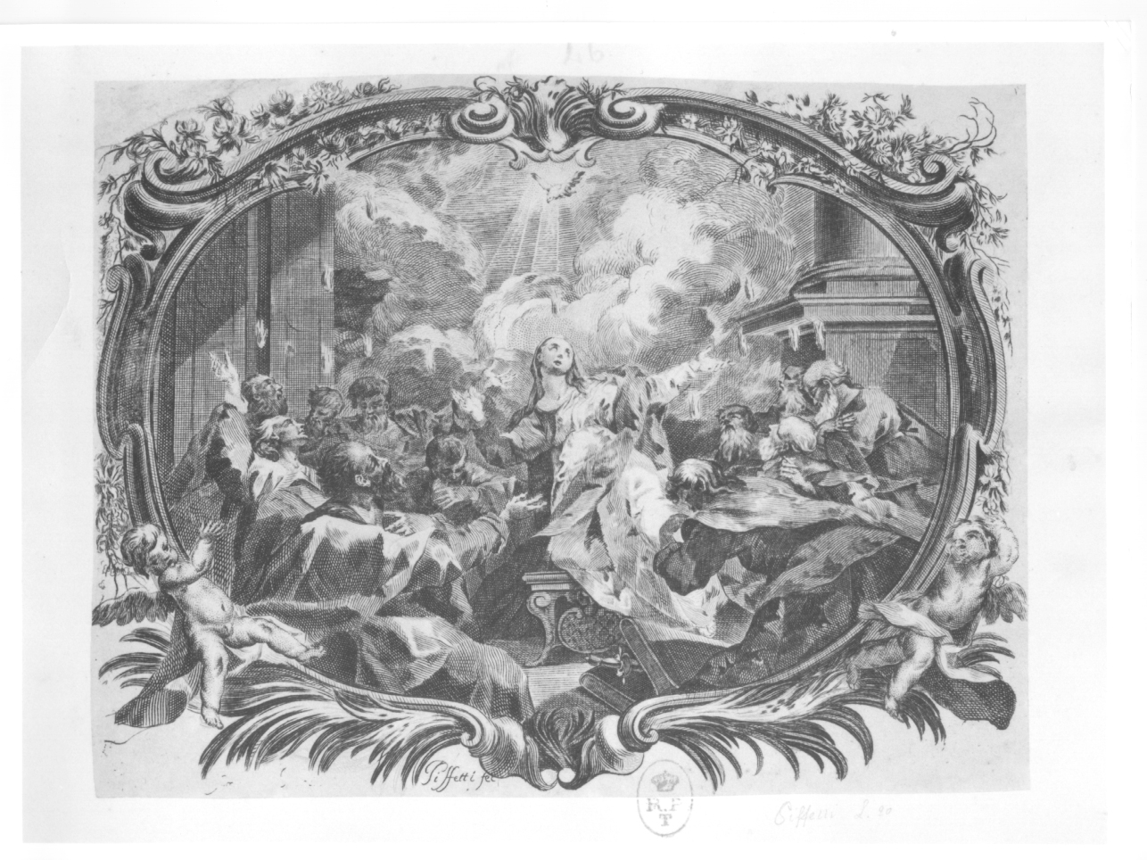 Pentecoste (stampa) di Piffetti Pietro (sec. XVIII)