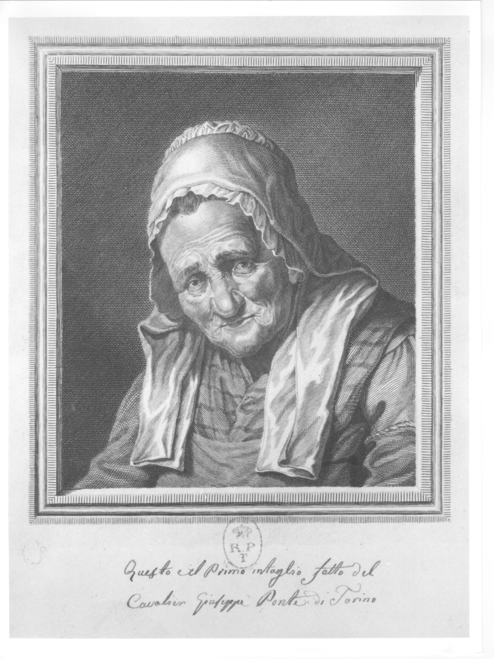 ritratto di anziana (stampa) di Ponte Giuseppe (seconda metà sec. XIX)