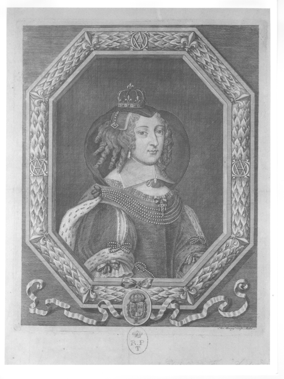 ritratto a mezza figura di Cristina di Francia (stampa) di Mercori Giacomo (seconda metà sec. XVIII)