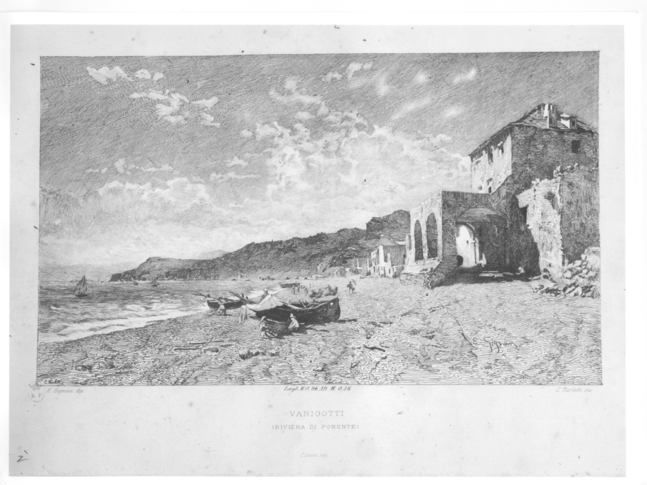veduta di Varigotti (stampa) di Turletti Celestino, Gignous Eugenio (seconda metà sec. XIX)
