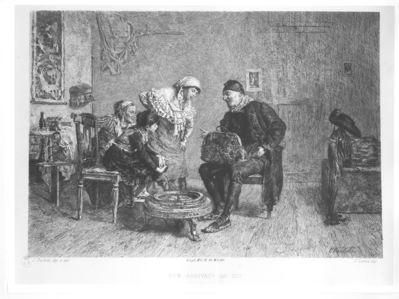 scena familiare (stampa) di Turletti Celestino (seconda metà sec. XIX)
