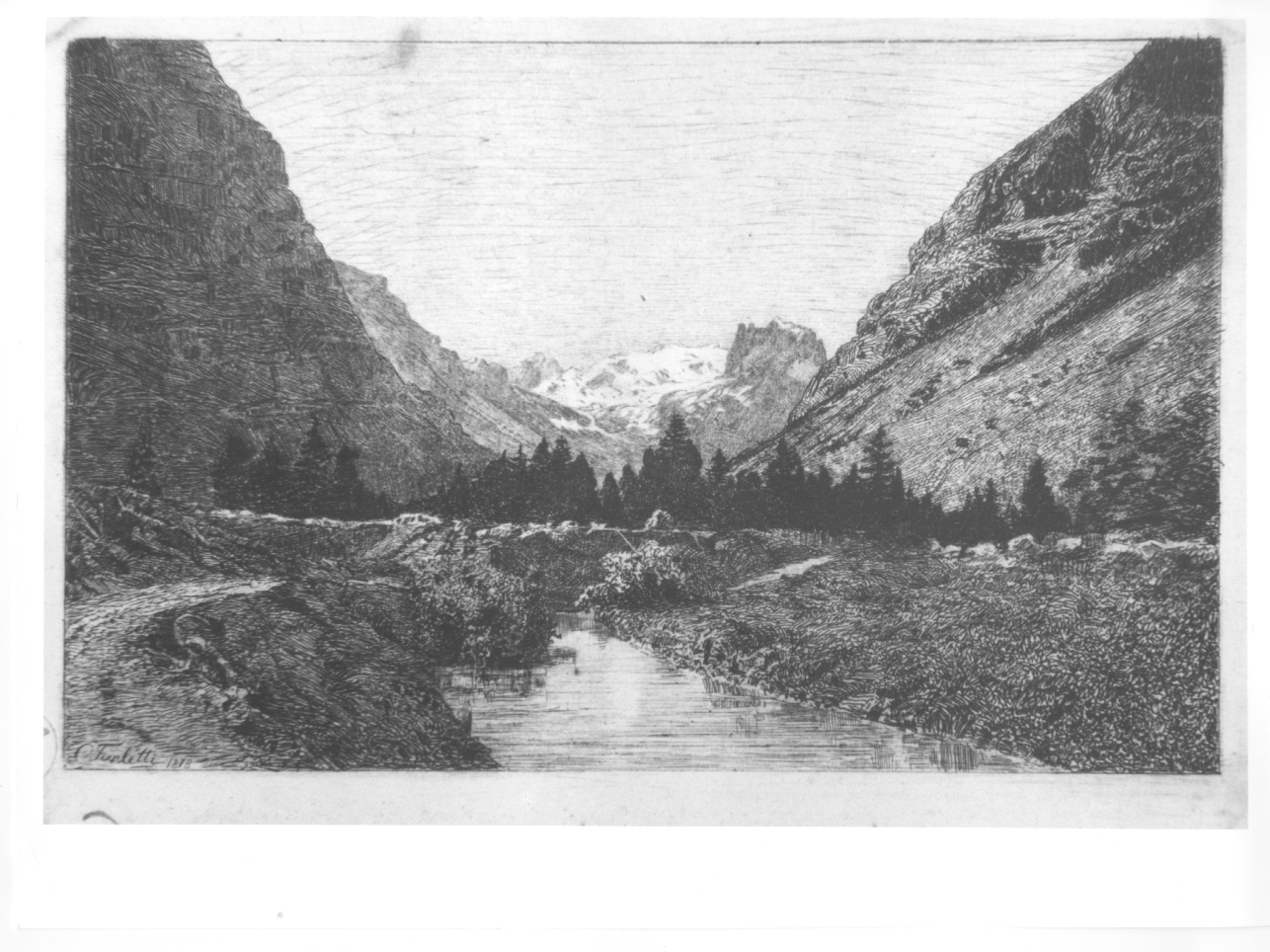 paesaggio montano (stampa) di Turletti Celestino (terzo quarto sec. XIX)