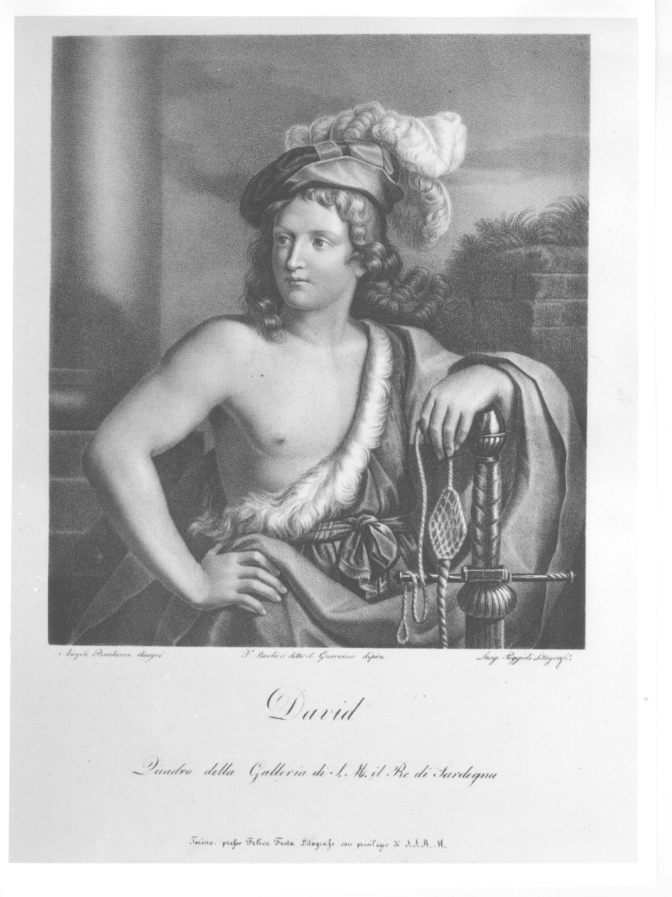 David (stampa) di Barbieri Giovan Francesco detto Guercino, Boucheron Angelo Michele, Poggioli Luigi (prima metà sec. XIX)