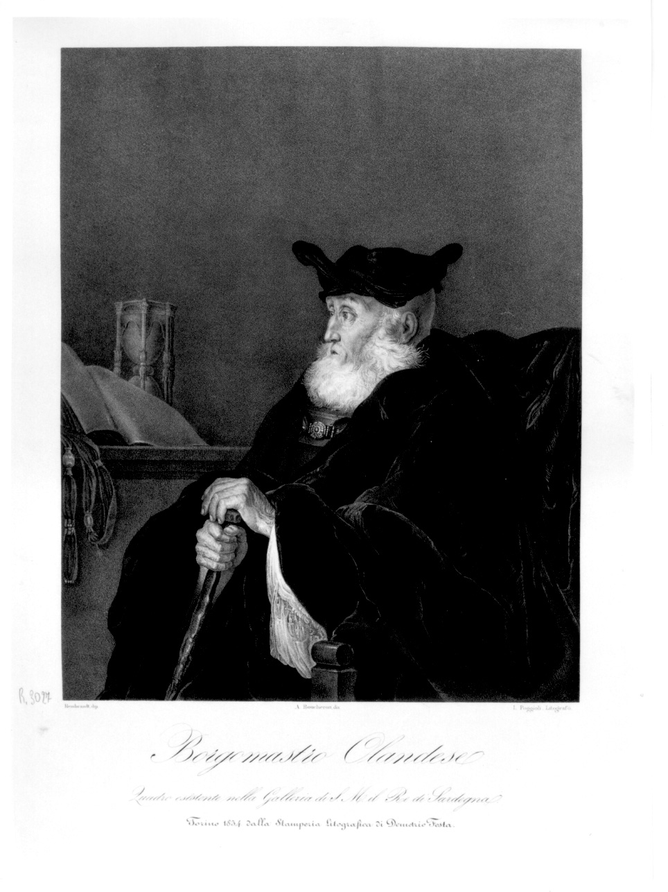 ritratto d'uomo (stampa) di Van Rijn Rembrandt Harmenszoon, Boucheron Angelo Michele, Poggioli Luigi (secondo quarto sec. XIX)