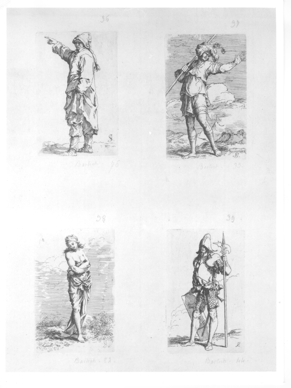 figura maschile con copricapo (stampa) di Rosa Salvatore (terzo quarto sec. XVII)