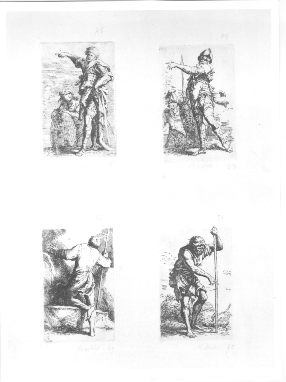 due guerrieri (stampa) di Rosa Salvatore (terzo quarto sec. XVII)