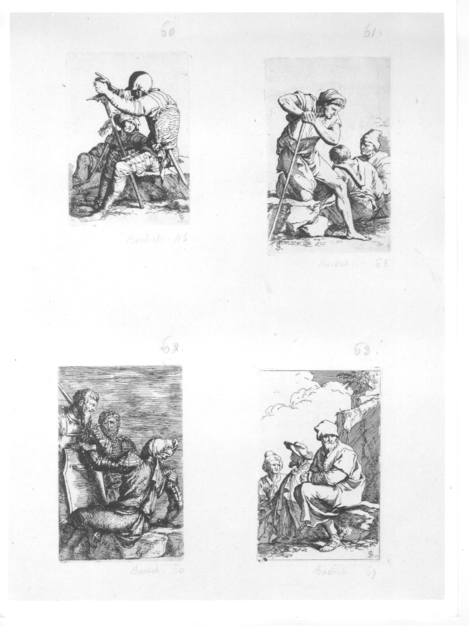 guerriero seduto e figura maschile con turbante (stampa) di Rosa Salvatore (terzo quarto sec. XVII)