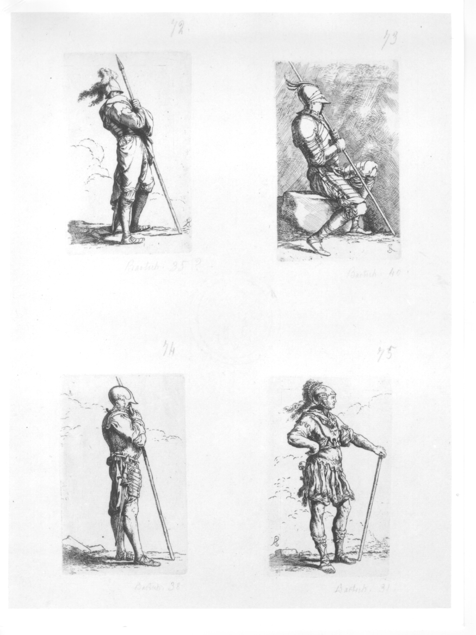 guerriero con armatura e asta (stampa) di Rosa Salvatore (terzo quarto sec. XVII)