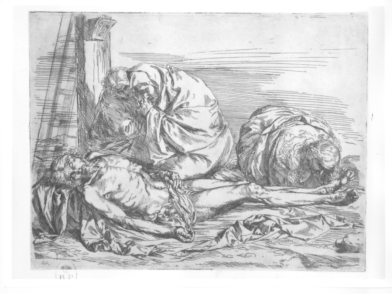 compianto sul Cristo morto (stampa) di De Ribera Jusepe detto Spagnoletto (prima metà sec. XVII)