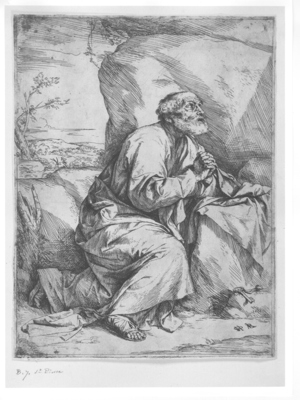 San Pietro (stampa) di De Ribera Jusepe detto Spagnoletto (prima metà sec. XVII)