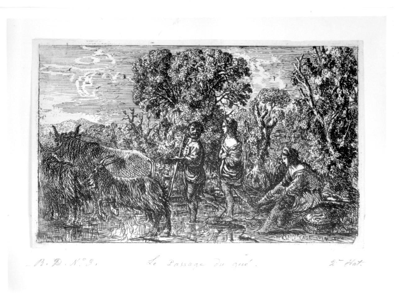 passaggio del guado (stampa) di Gellée Claude detto Claude Lorrain (metà sec. XVII)