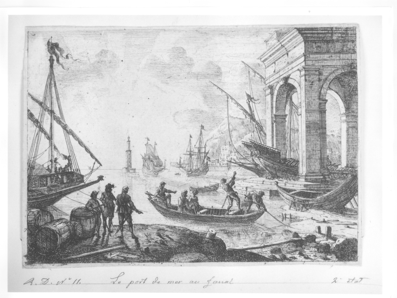 porto con architetture e navi allo scalo (stampa) di Gellée Claude detto Claude Lorrain (metà sec. XVII)