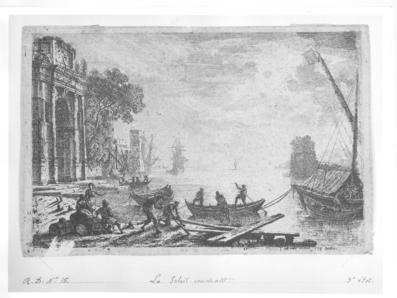 porto con architetture e navi allo scalo (stampa) di Gellée Claude detto Claude Lorrain (seconda metà sec. XVII)
