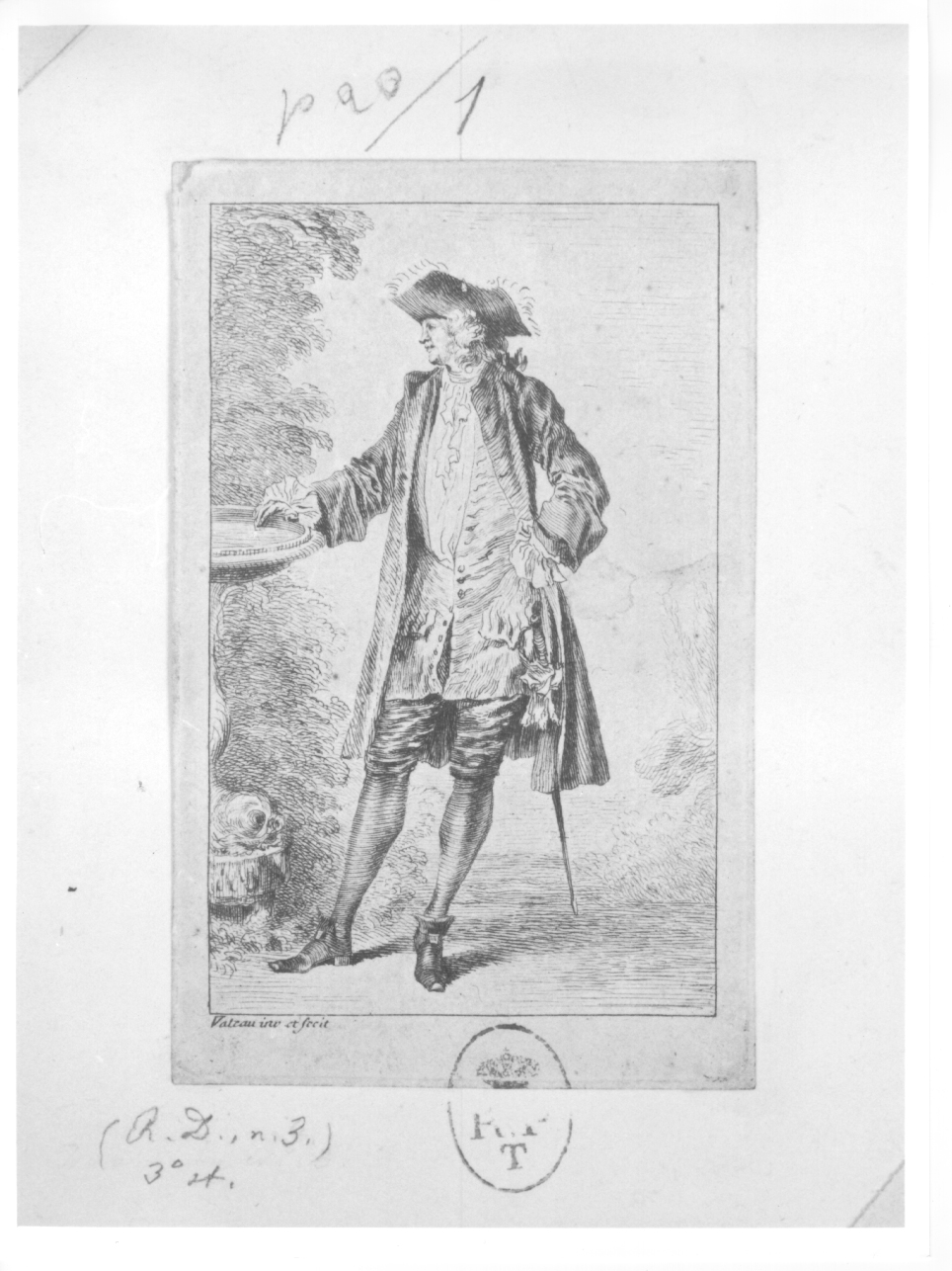 ritratto di gentiluomo (stampa) di Watteau Antoine (primo quarto sec. XVIII)