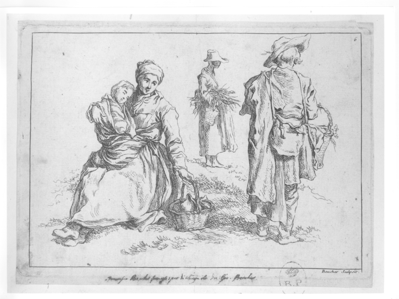 scena di vita campestre (stampa) di Boucher François (metà sec. XVIII)
