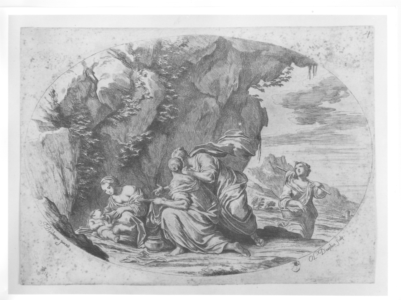 figure femminili con neonato (stampa) di Dauphin Oliviero, Boulanger Giovanni (terzo quarto sec. XVII)