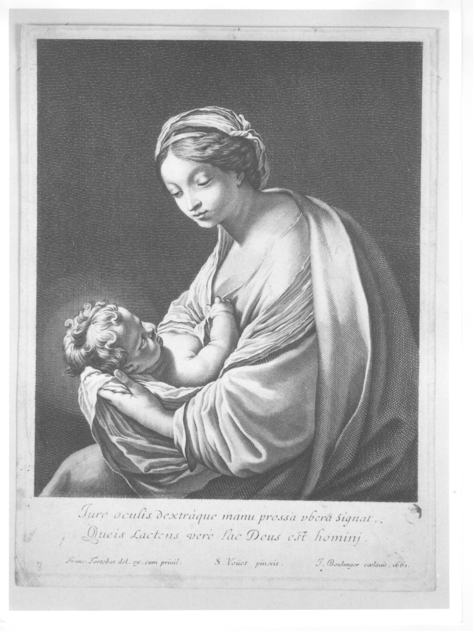 Madonna con bambino, Madonna con Bambino (stampa) di Boulanger Giovanni, Vouet Simon, Tortebat François (seconda metà sec. XVII)