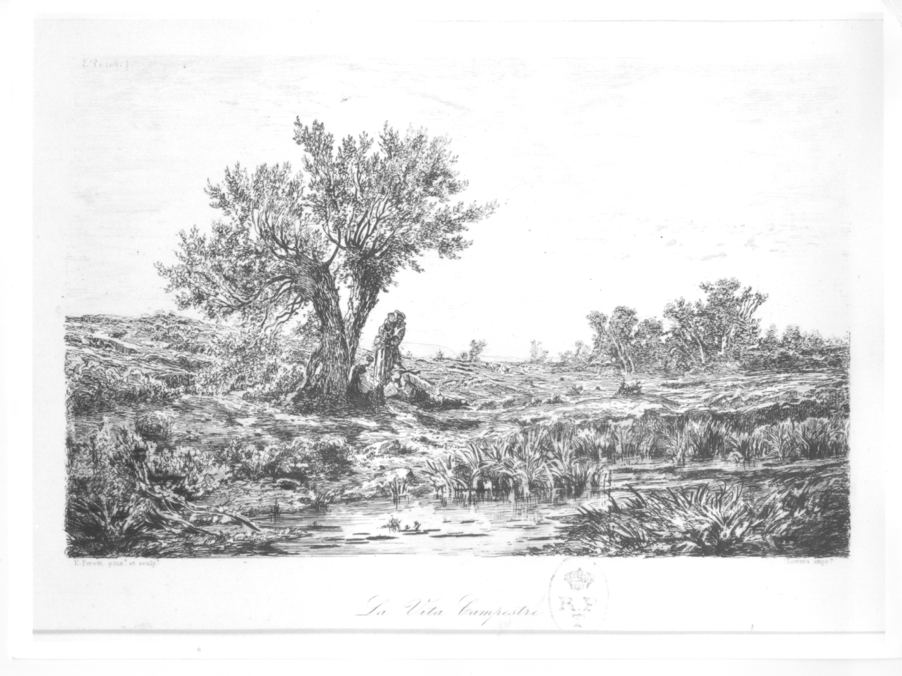 scena di vita campestre (stampa) di Perotti Edoardo (metà sec. XIX)