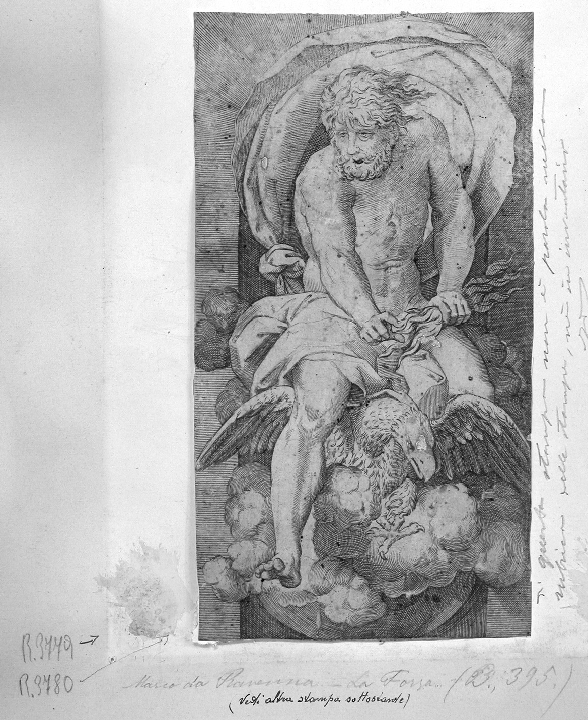 Giove, Ganimede e l'aquila di Giove (stampa) di Dente Marco detto Marco da Ravenna (prima metà sec. XVI)