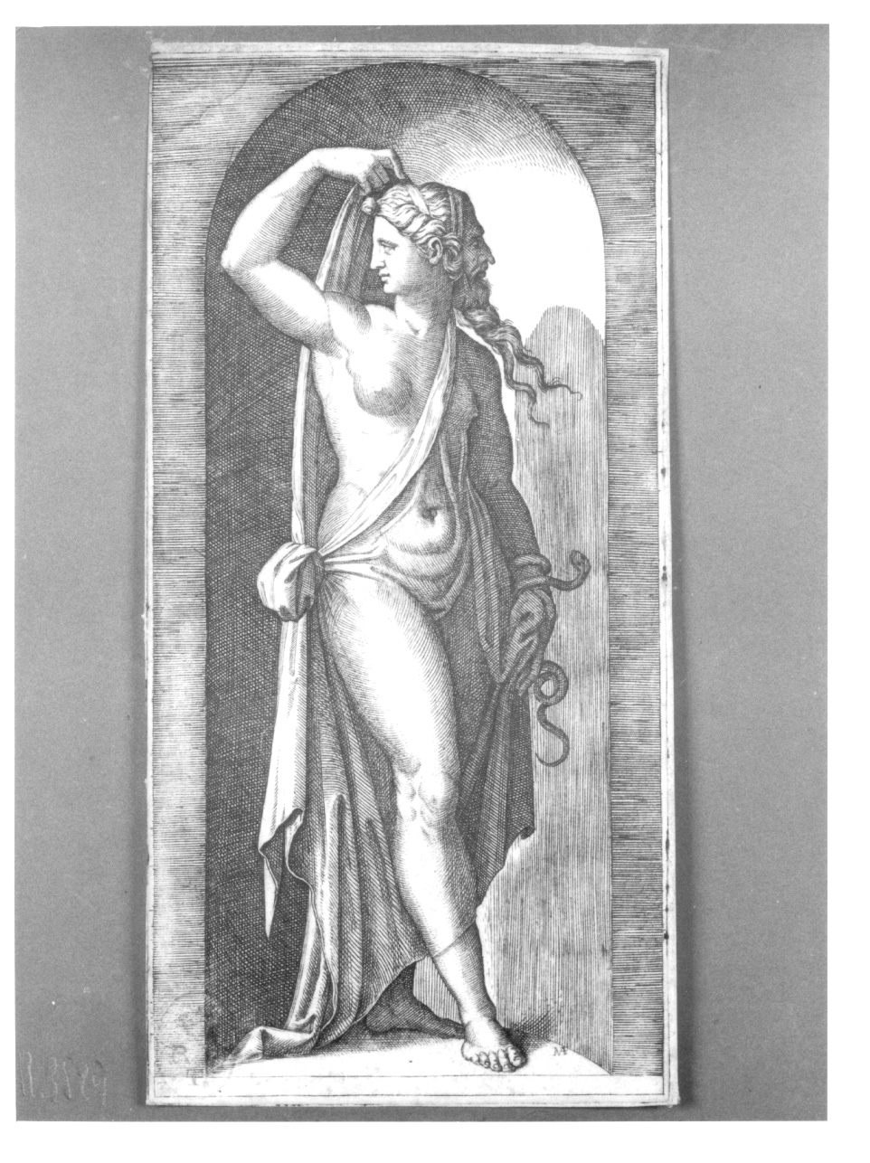 La prudenza, allegoria della Prudenza (stampa) di Raimondi Marcantonio (prima metà sec. XVI)
