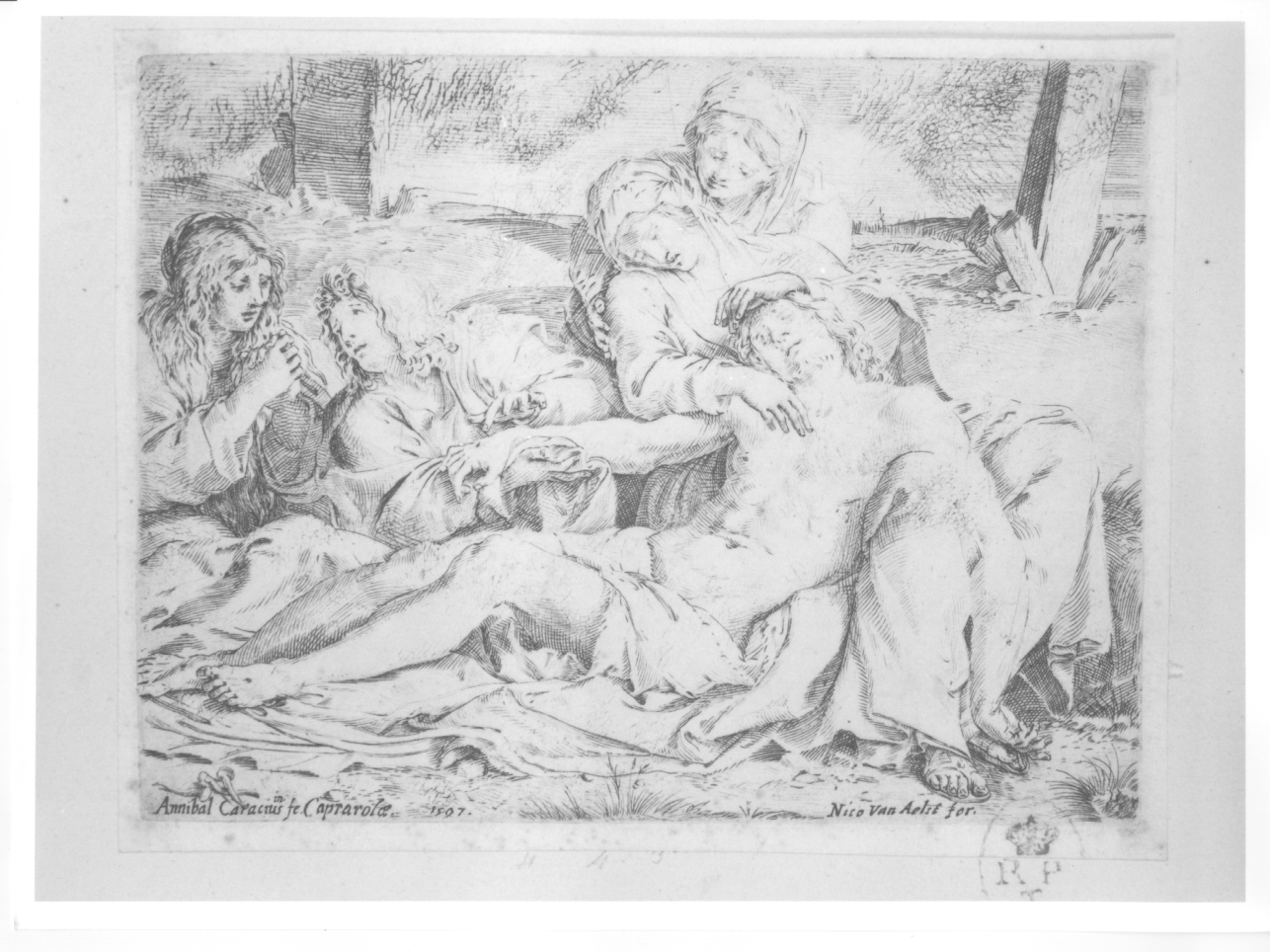 la Deposizione di Caprarola, deposizione (stampa) di Carracci Annibale, Allegri Antonio detto Correggio (fine sec. XVI)